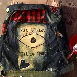 Hand made destroyed jean vest